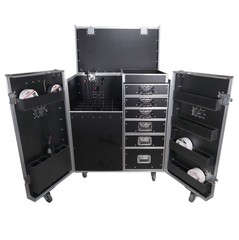 ProX XS-6DMIC25W Flight Style Mic Stand + Drawer Combo Case w/ Side Door Storage
