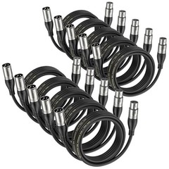 Premium 2ft XLR Cable 10-Pack – Balanced Microphone 3-Pin Male to Female, Black