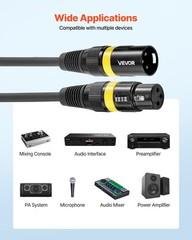 VEVOR XLR Cable 100 ft 2 Pack Balanced DMX Male to Female Microphone Cord 3-Pin