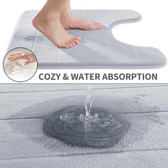 Memory Foam Toilet Bath Mat U-Shaped, Soft and Comfortable, Super Water Absorpti
