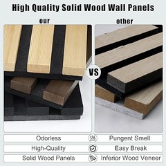 2 Pack Acoustic Solid Wood Wall Panels, 94.49” x 12.6” Natural Oak-1