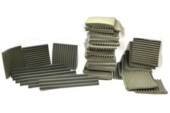 Lot of 54 Acoustic Foam Panels 48 Wall Tiles & 6 Corner Bass Traps – Gray