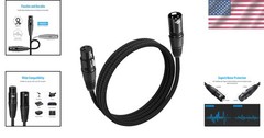 Professional XLR Microphone Cable 6 Feet | Male to Female, Noise Cancelling Tech