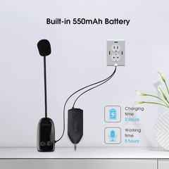UHF Wireless Headset & Handheld Microphone 2-in-1, 160Ft Range, Rechargeable for