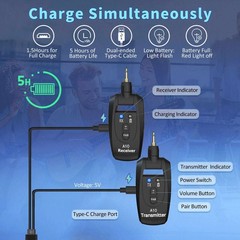 For Guitar Wireless Transmitter & Receiver Set 2.4GHz 24Bit 48KHz No Latency