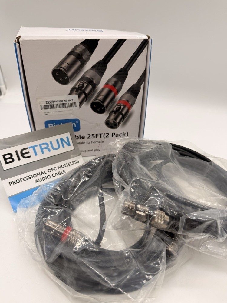 XLR Cables 25FT/8M 2 Packs, Premium Heavy Duty Balanced Microphone Cable E709
