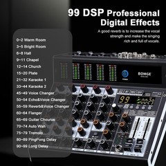 BOMGE 6 Channel Audio Mixer 99 DSP Bluetooth USB