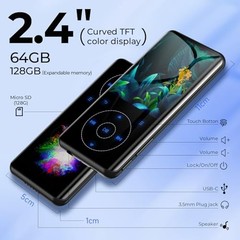 MP3 Player with Bluetooth 5.3, Speaker, 2.4 inch Screen, Portable Music 64GB