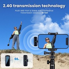 2.4Ghz Wireless Microphone for iPhone Lightning w/ Charging Case Mini Lavalier