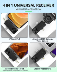 Wireless Lavalier Microphones Compatible for Iphone, Android Phone, Camera