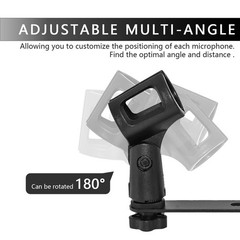 1-to-2 Mic Mount Bar, Microphone Holder, Fits Most Mic Stands, Boom Arms, Dual