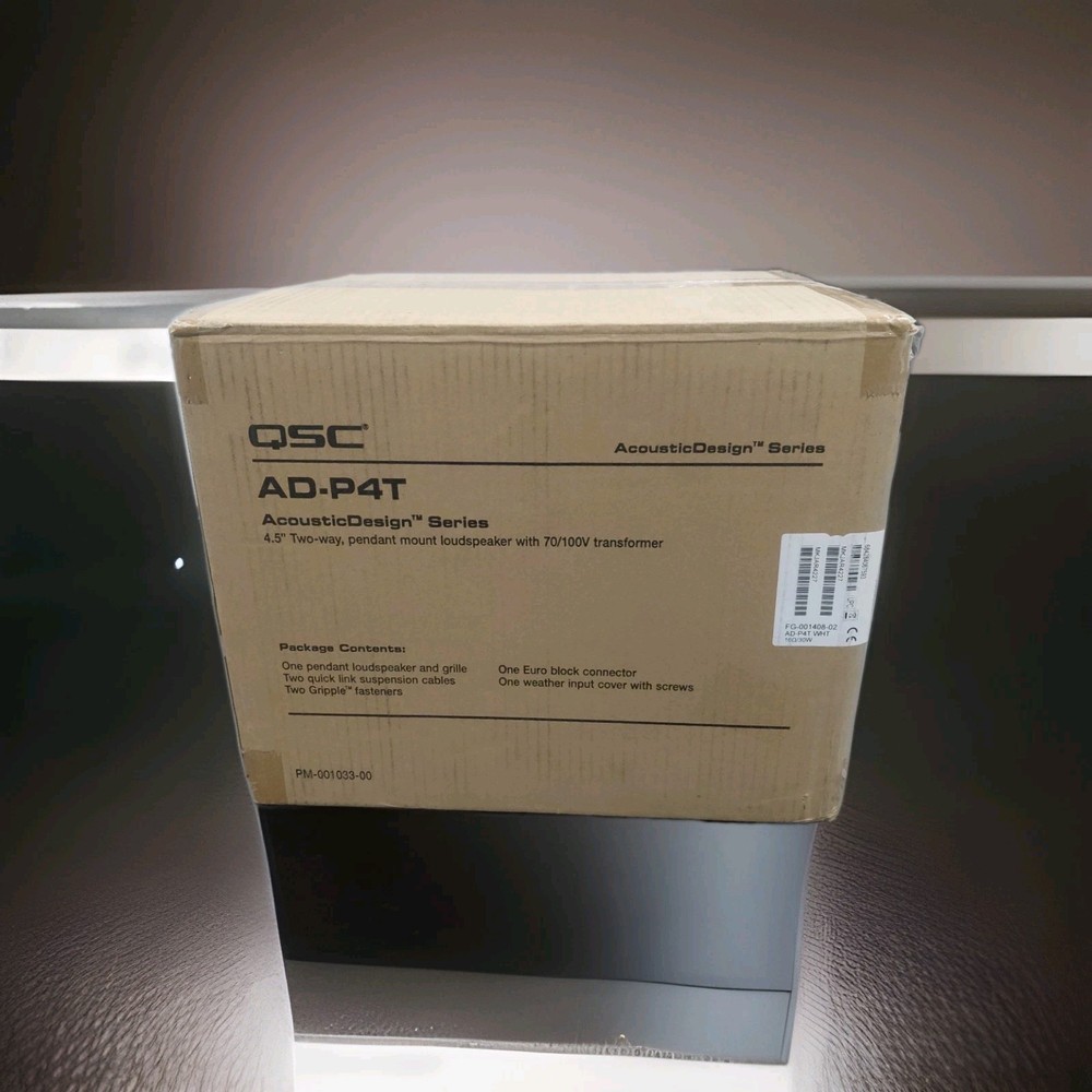 QSC AD-P4T-Wht (White) 4.5″ Two-way pendant speaker, 70/100V transformer