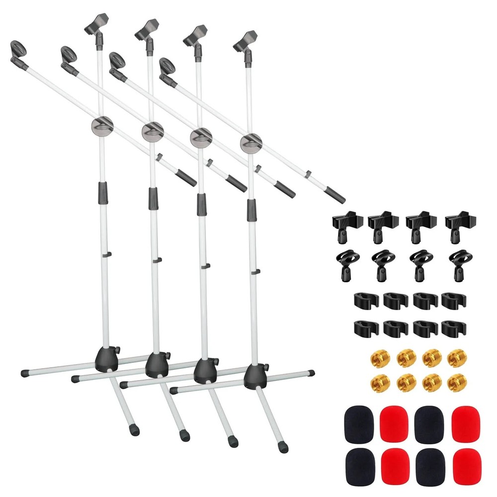 5 Core Microphone Stand Floor Height Adjustable w Extending Telescoping Boom Arm