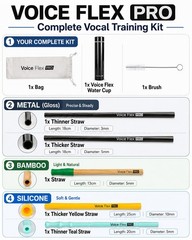 VoiceFlexPro Vocal Trainer for Singing – Portable, Bamboo, Black, Cyan