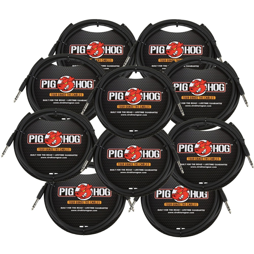 10x Pig Hog PTRS06 High Performance 1/4″ TRS Instrument Cable, 6 Feet