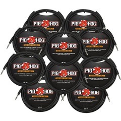 10x Pig Hog PTRS06 High Performance 1/4″ TRS Instrument Cable, 6 Feet