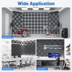 12 Pack Sound Proof Foam Panels For Walls 2”x12”x12” 2 Inch 12 Pack, Black