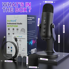USB Podcast Microphone Noise Cancelling Mic Gain Mute Monitor for PC Mac