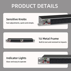 Graphic Equalizer 15-Band Stereo EQ for Home Audio, Dual Channel Professional…