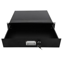 US 2U Heavy-Duty 19″ Steel Lock Locking Deep Rack Mount Drawer DJ Rack Road Case