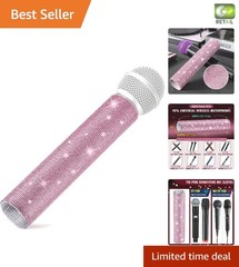 Eye-Catching Pink Microphone Sleeve with Rhinestones – Easy to Use & Protects