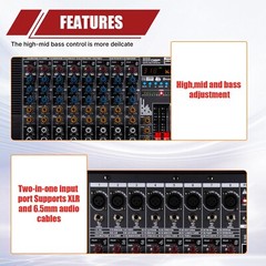 Pro 8 Channel Mixer w/Power Amplifier 1000W w/Bluetooth Sound Package Powertable