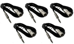 5x Pack 6FT XLR 3Pin Male to 1/4″ Stereo TRS Plug Mic Microphone Cord Cable Lot