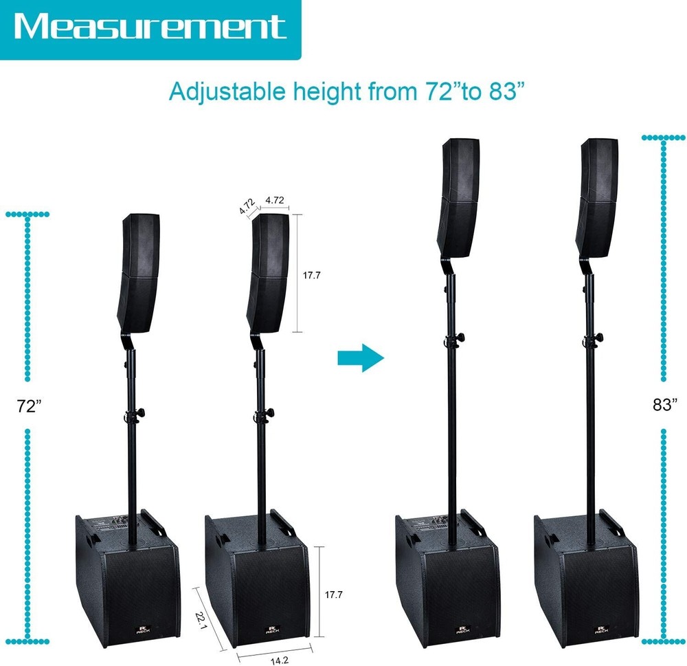 PRORECK 12″ Powered PA System 3000W Bluetooth Outdoor Event Mega Party Concert