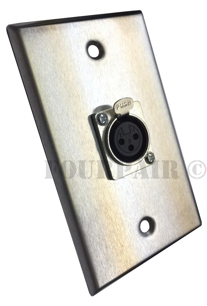 1-Port Socket XLR 3-Pin Female Stainless Steel Microphone Mic Audio Wall Plate