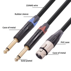 Dual 6.35mm Male To XLR Female Cable 24K Gold Plated Connectors Dual 1/4in NEW⭐