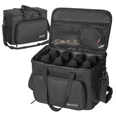 8 Slots Wireless Microphone Case Heavy Duty Oxford Fabric Black
