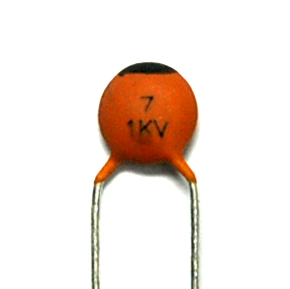 100pc Disc Ceramic Capacitor 7pF 1KV D ±0.5pF NP0 Pitch=4.5mm RoHS Taiwan NPO *