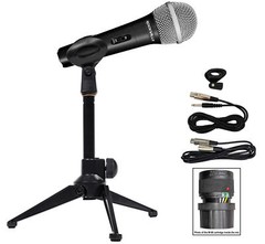 Rockville RMC-XLR Metal DJ Handheld Wired Microphone+Mic Stand w (2) Cables