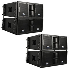 Four Premium Passive 2×10 Line Array Speakers with Dual Compression Drivers