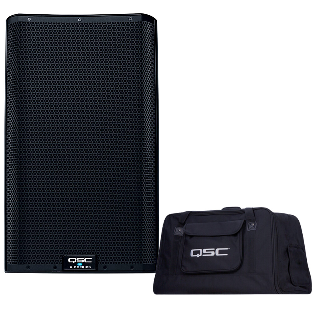QSC K12.2 Active 12″ Powered 2000 Watt Loudspeaker Bundle with QSC K12 TOTE Bag