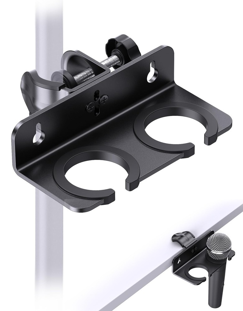 Etour Multi Microphone Holder with Clamp (Aluminum/Rubber), Mount on Mic Stan…