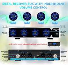 4-Channel Rechargeable Wireless Microphone System for Karaoke & Church Use