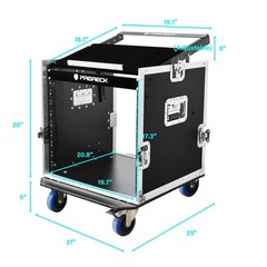 PRORECK 10U 20″ Slant Mixer Top Rack Case Plywood Road Case with Casters