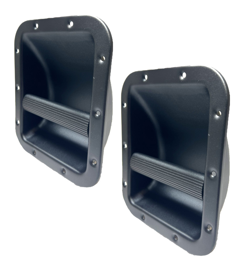 (2) Two Black Heavy Duty Medium 8″ x 7″ Metal Recessed Bar Handles w/ Grip 13 ga