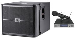 JBL VRX918SP Powered Active 18″ 1500 Watt Subwoofer Sub w/DSP+Audio Technica Mic