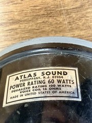 Atlas Sound PD-60A Compression Driver 60 Watts 16 Ohms Vintage Audio
