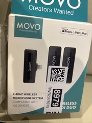 Movo Wireless Mini Duo Microphones for Camera Video Recording 2.4Ghz Transmitter