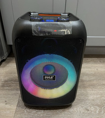 Pyle PPHP8496BG Portable PA Speaker Bluetooth LED Lights USB AUX Black
