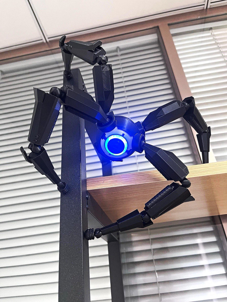 Adjustable Boom Arm Microphone Stand Clamp Mount, Black/Blue LED, Metal/Plastic
