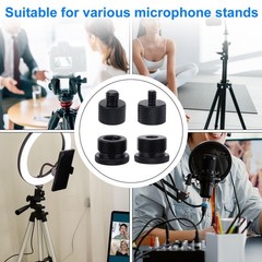 16pcs Mic Stand Adapter Parts Set, 5/8 to 3/8 & 1/4 Aluminum black