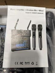 Aveek 200W Power Amplifier Audio Sound Mixer 4 Channel Wireless Microphone 3in1