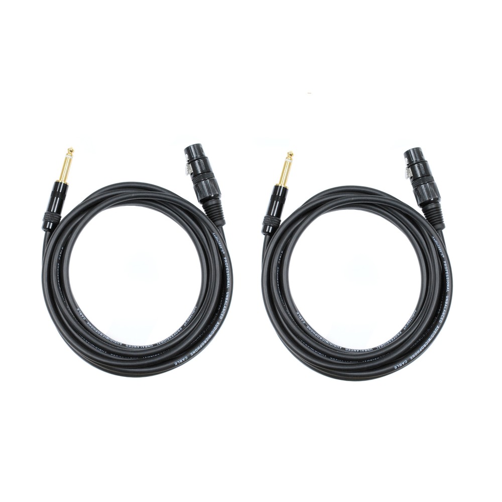 Audio2000’s C07012P2 12 Ft 1/4″ TS to XLR Female Microphone Cable (2 Pack)