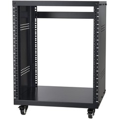 12U AV Rack Stand with Caster Wheels, Recording Studio Cabinet, Removable Panels