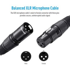 2 Pack 10 FT XLR Microphone Cable Male to Female 3Pin Nylon Braided