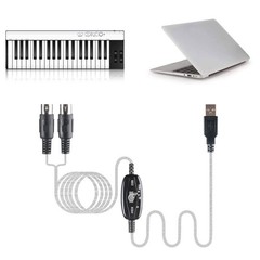 USB IN-OUT MIDI Interface Cable Converter to PC Music Keyboard Adapter Cord NEbW